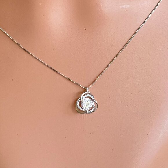 FAC Dainty Luxury Cubic Zirconia Silver Tone Necklace - Picture 1 of 9